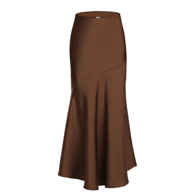 Womens Bottoms |  Asymmetrical Slip Midi Skirt Bottoms Bottoms