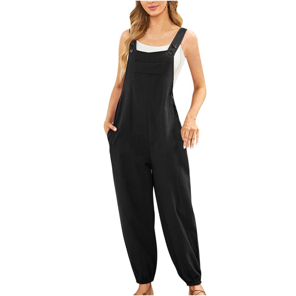 Womens Bottoms |  Cali Girl Overalls Bottoms BLACK