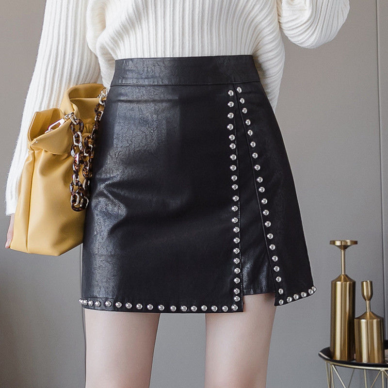 Womens Bottoms |  Fashion To Figure – Studded Faux Leather Mini Skirt Bottoms Bottoms