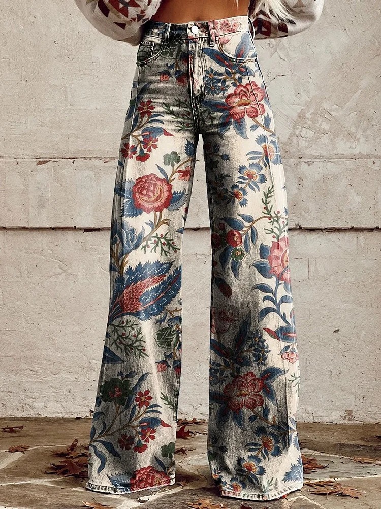 Womens Bottoms |  Floral Pleated Wide Leg Pants Bottoms Bottoms