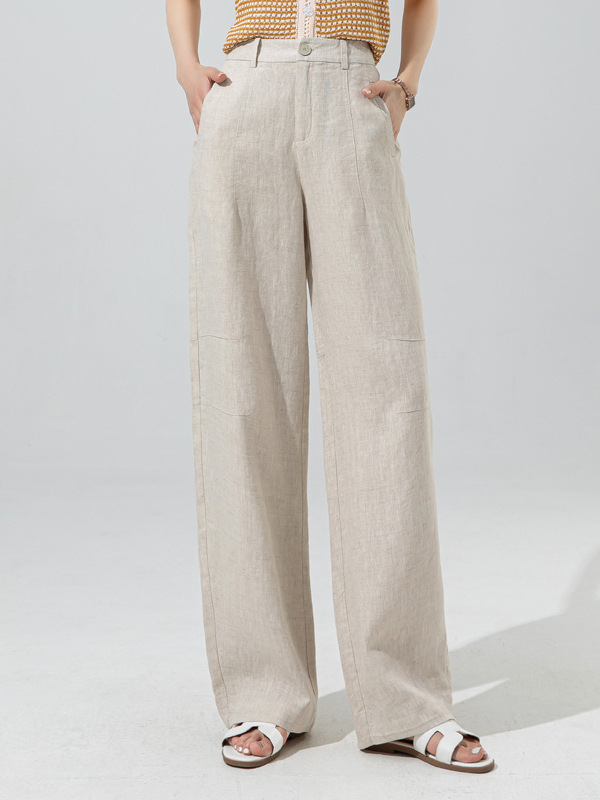 Womens Bottoms |  Linen Mid-Rise Wide Leg Pants Bottoms Bottoms