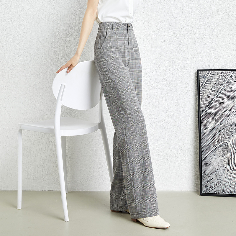 Womens Bottoms |  Pleated Wide-Leg Plaid Trousers Bottoms Bottoms