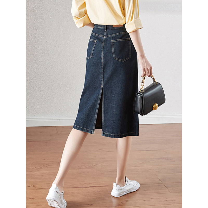 Womens Bottoms |  Slit-Front Denim Skirt Bottoms Bottoms