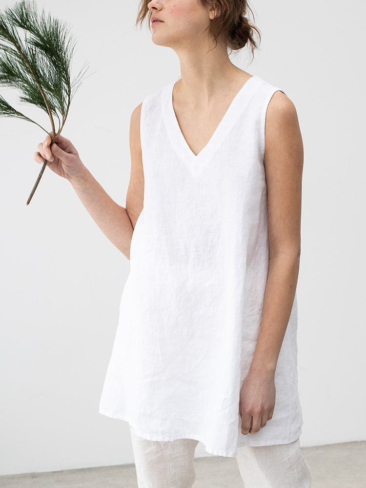 Womens Dresses & Jumpsuits |  Plus Linen-Blend Button-Front Shift Dress Clothing Dresses & Jumpsuits