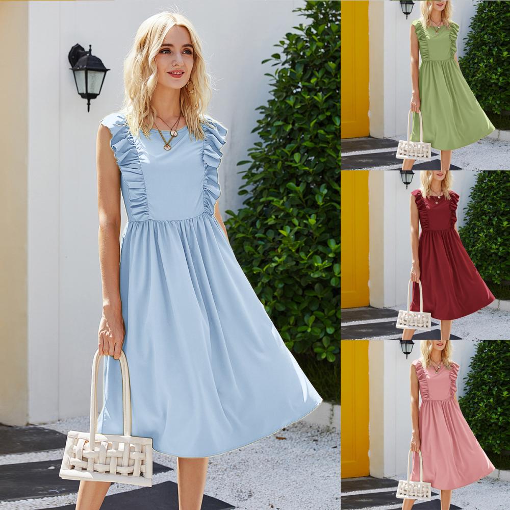 Womens Dresses & Jumpsuits |  Ruffle Front Chambray Dress Clothing Dresses & Jumpsuits