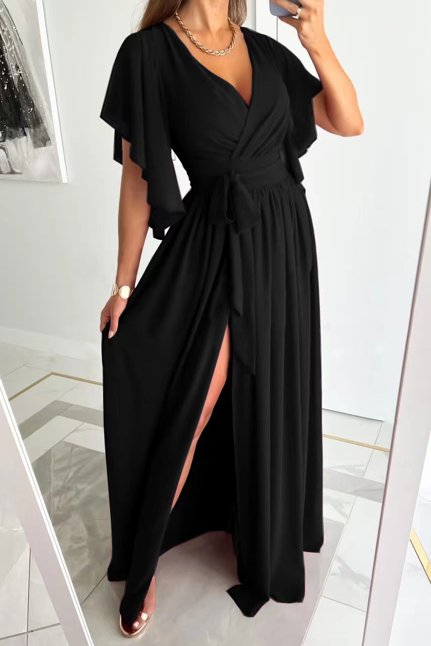 Womens Dresses & Jumpsuits |  V-Neck Front Slit Maxi Dress Clothing Dresses & Jumpsuits