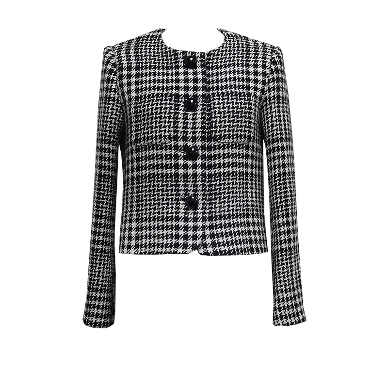 Womens Jackets + Coats |  Brushed Houndstooth Overcoat Clothing BLACK & WHITE