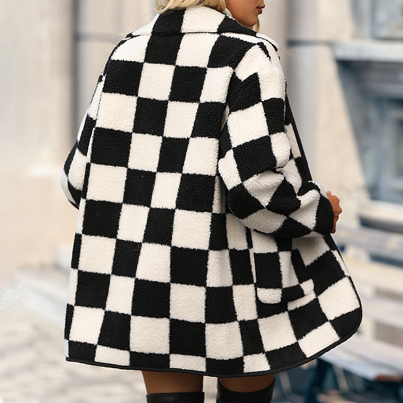 Womens Jackets + Coats |  Shearling Grid Jacket Clothing BLACK & WHITE