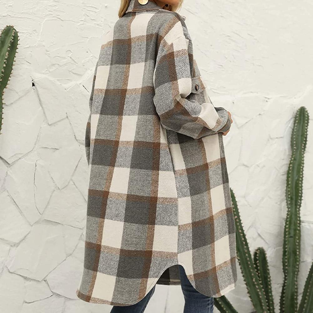 Womens Jackets + Coats |  Single Breasted Plaid Coat Clothing Jackets + Coats