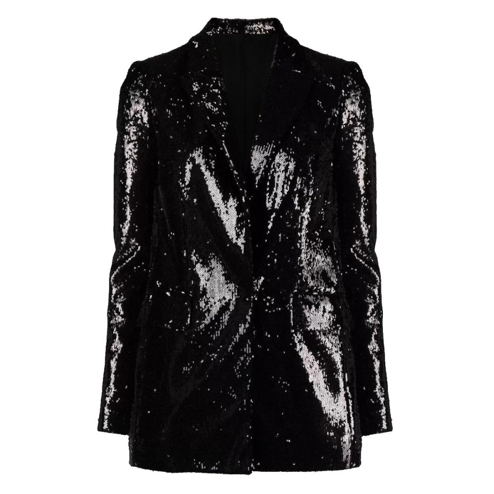 Womens Jackets + Coats |  Velvet Sequin Blazer Clothing BLACK