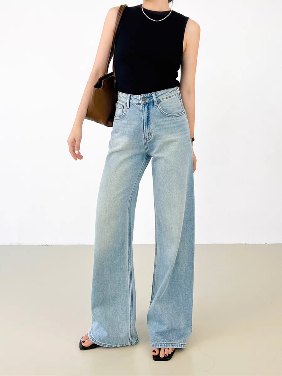 Womens Jeans |  Pleated Denim Trousers Clothing DENIM LIGHT