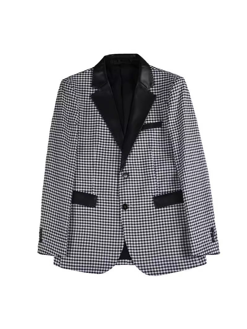 Womens Suiting |  Plus Double Breasted Houndstooth Blazer Clothing Suiting