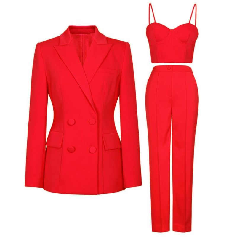 Womens Suiting |  Plus Double Breasted Peak Lapel Blazer Clothing Suiting