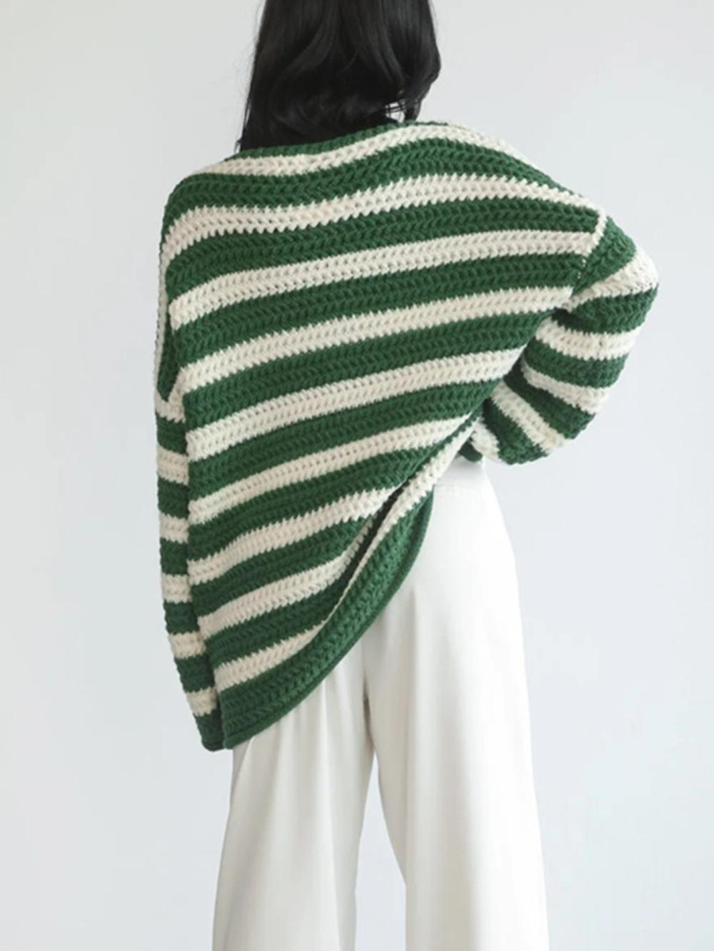 Womens Sweaters + Sweatshirts |  Wide-Sleeve Striped Sweater Clothing BLACK & WHITE