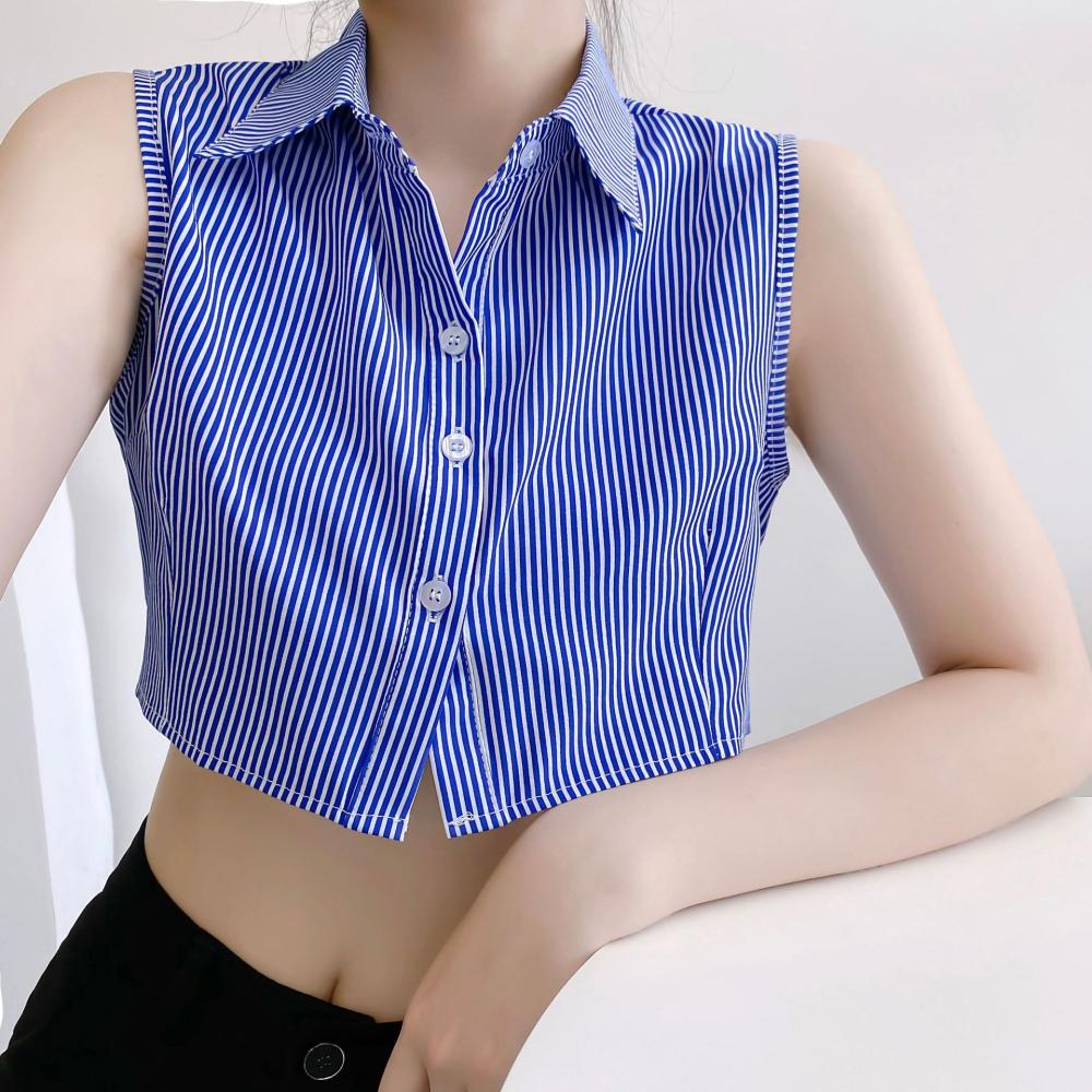 Womens Tops |  Cap-Sleeve Buttondown Blouse Clothing BLUE