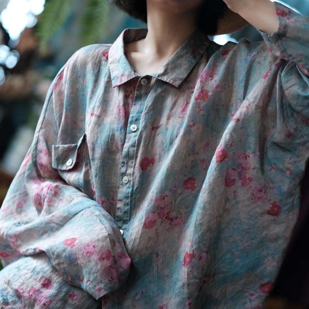 Womens Tops |  Floral Moss Camp Shirt Clothing Dark green