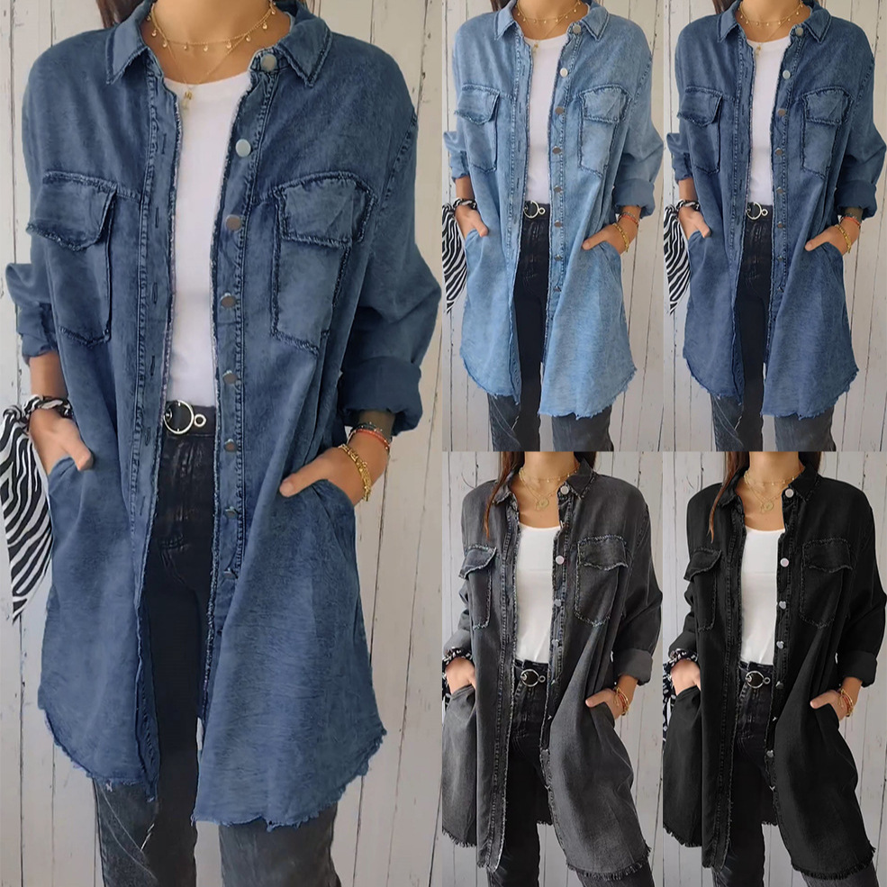 Womens Tops |  Izzie Cargo Denim Shirt Clothing Indigo