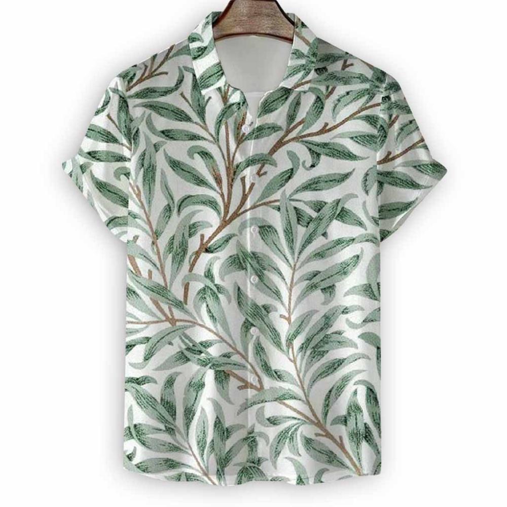 Womens Tops |  Leaf Print Short-Sleeve Button-Front – Ny&C Madison Shirt® Clothing Tops