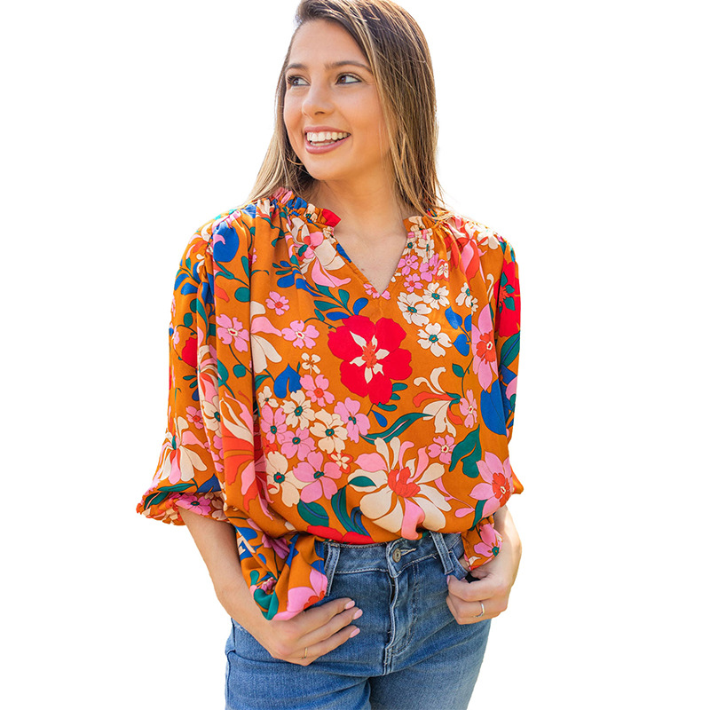 Womens Tops |  Mystic Bush Buttoned Blouse Clothing Red