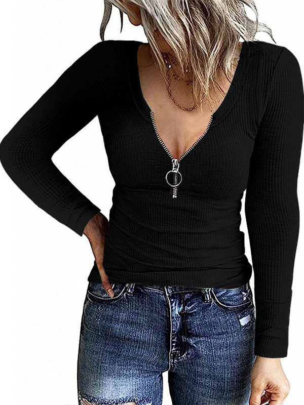 Womens Tops |  Zip-Front Bodysuit – Contour Knits Clothing Tops